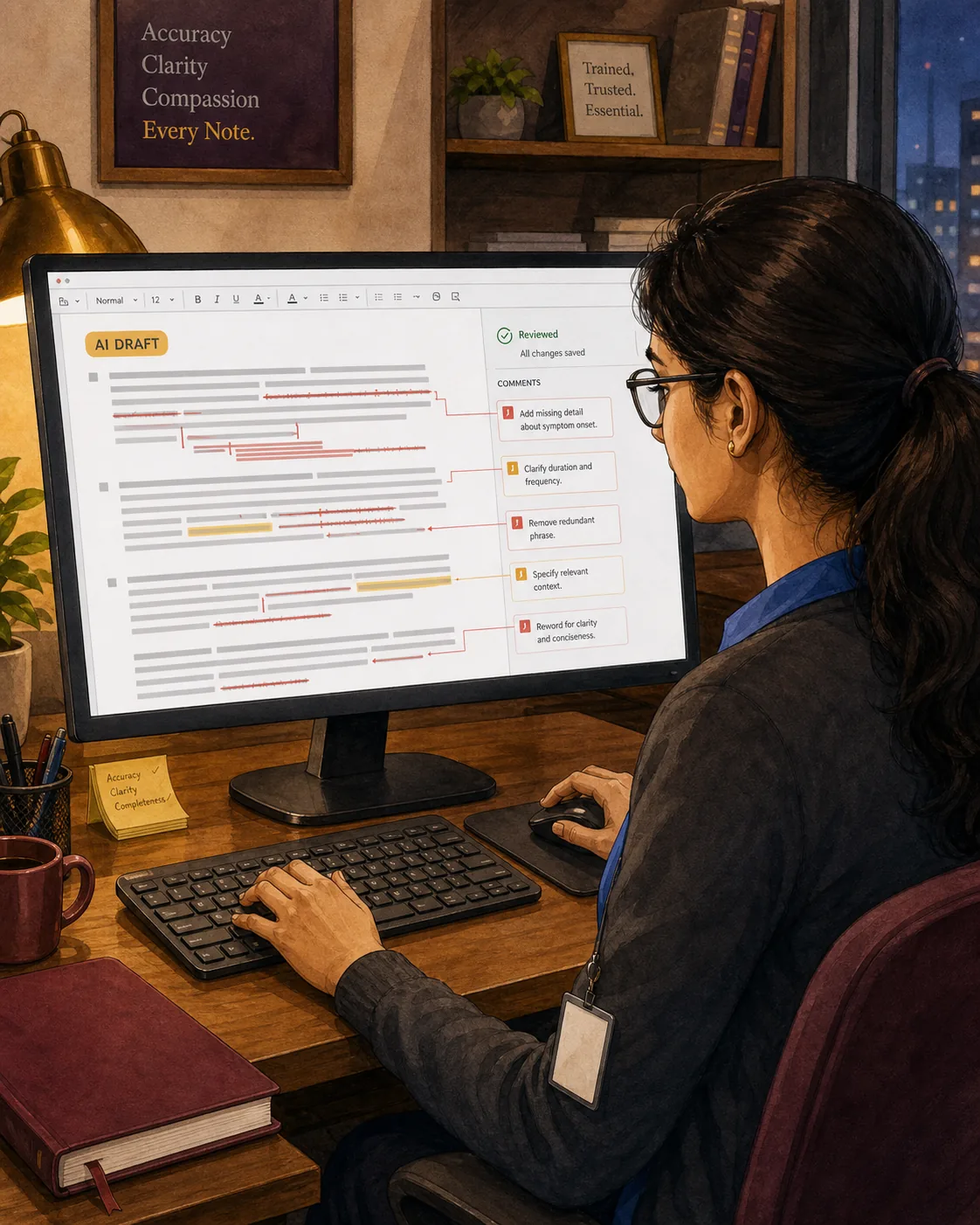 Editor correcting an AI draft