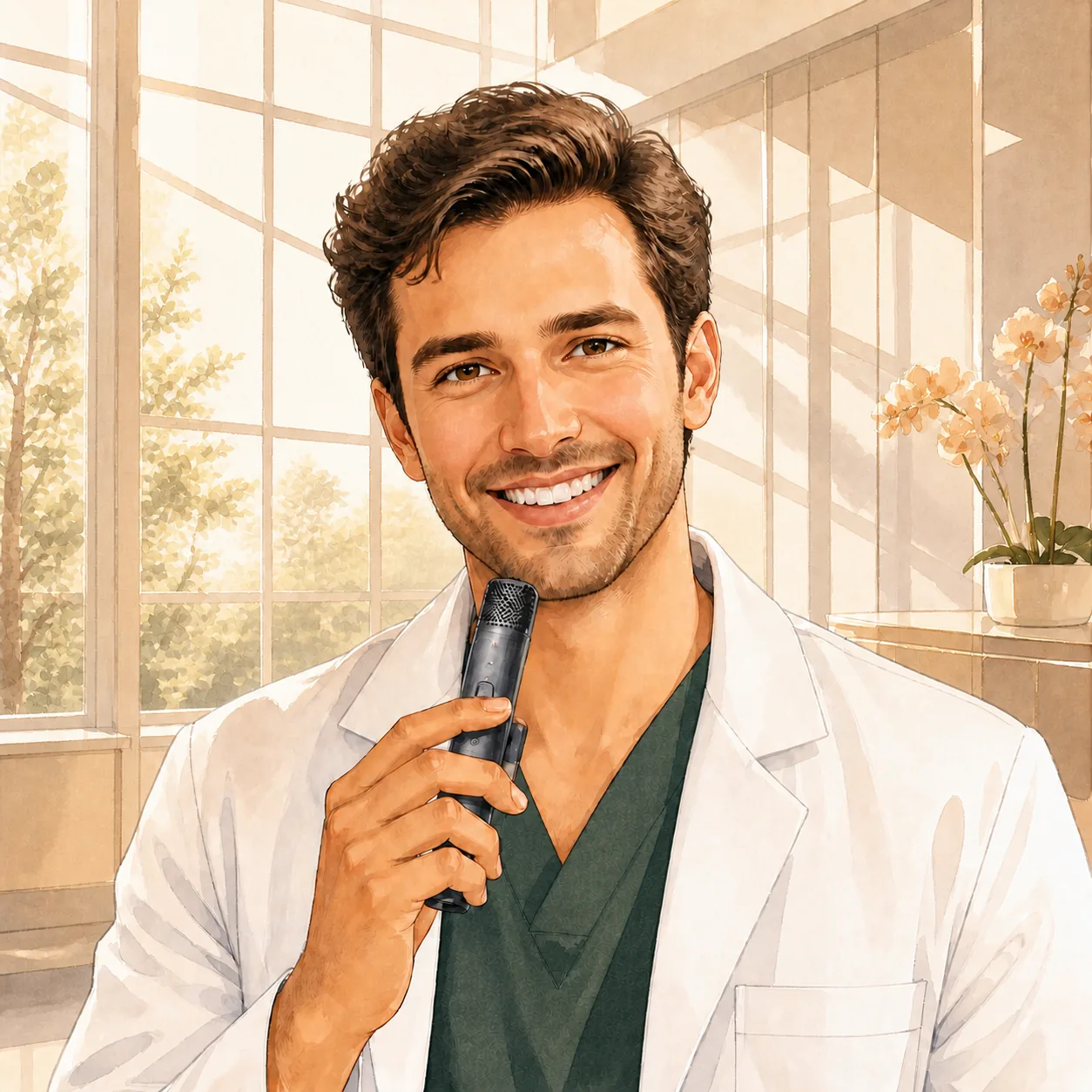Doctor dictating into a recorder